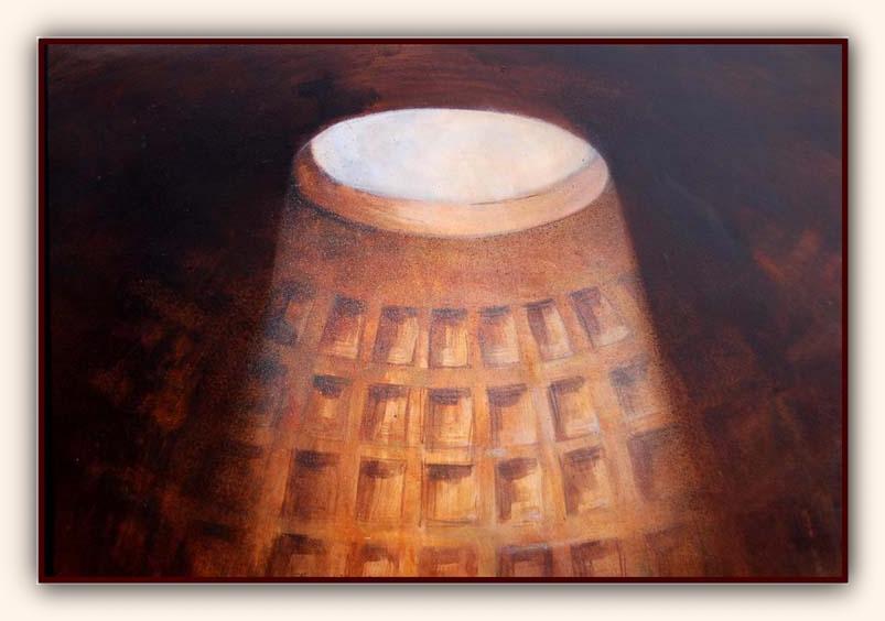 Pantheon II; acryl op paneel, formaat ca. 55 x 75 cm